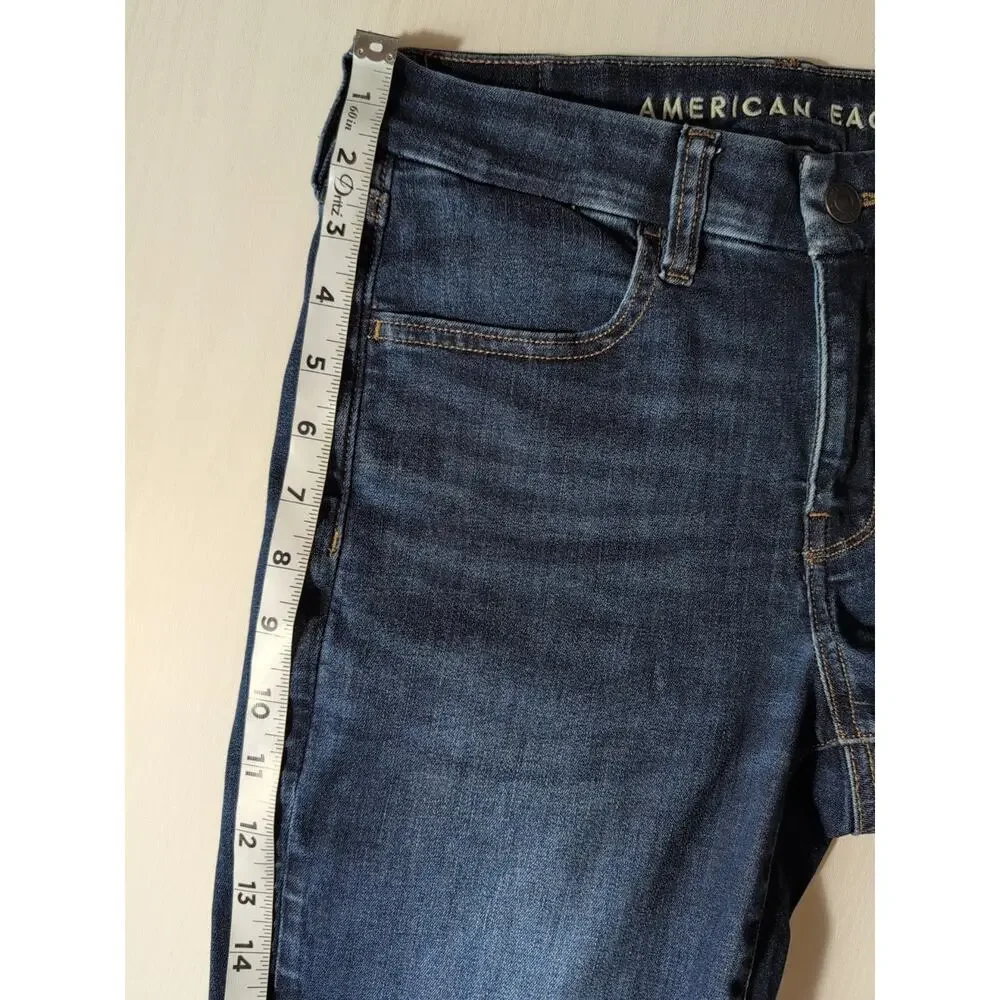 American Eagle Womens 6 Hi Rise Jegging Jeans Blue Dark Wash Stretch Next Level - Picture 12 of 16